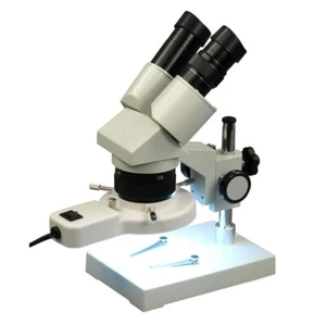 New Binocular Stereo Microscope 10X-30X with 8W Ring Light - Picture 1 of 8