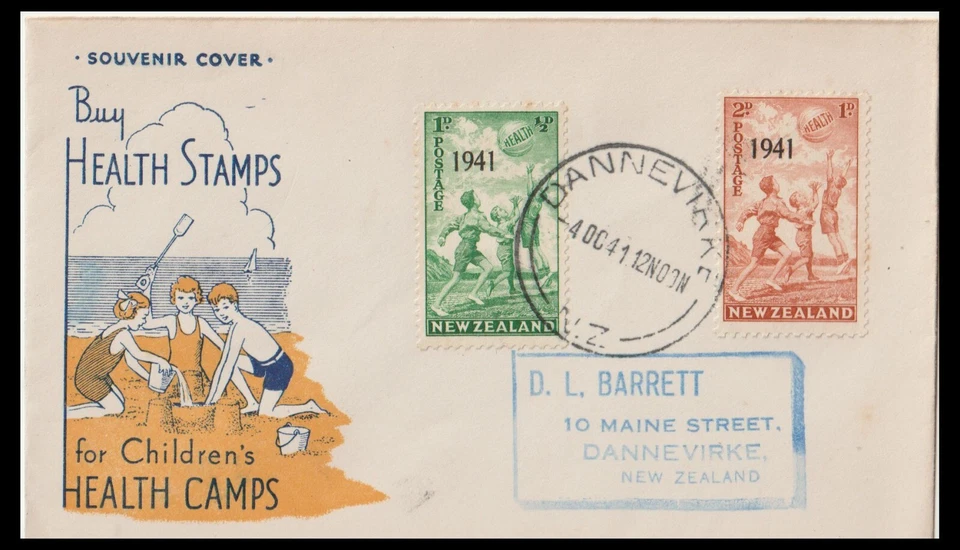 NEW ZEALAND 1941 OVPT HEALTH 'DANNEVIRKE' FDC (F) H41.1A - Image 1 of 1