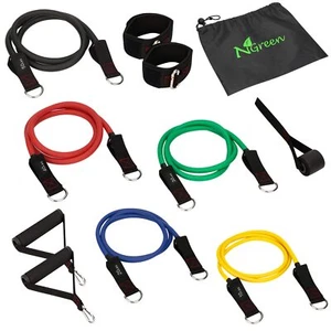 NGreen Workout Resistance Band Set - Anti-Snap Exercise Bands with Handles Do... - Picture 1 of 7