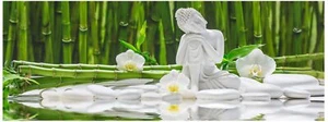 Glasbild 80x30cm Wandbild aus Glas Buddha Orchidee Wellness Bambus Relax - Bild 1 von 4