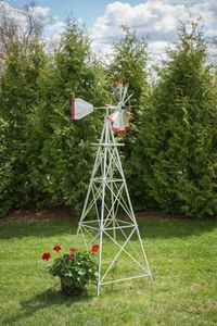 8 Ft Tall Hand Made in the USA! Aluminum Garden Windmill, Wind Wheel - Picture 1 of 12