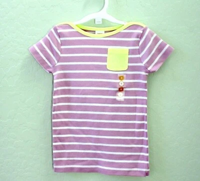 Camiseta Gymboree Púrpura Manga Corta Rayas Bolsillo Algodón Talla 5 Nueva con Etiquetas Foto 1 de 3