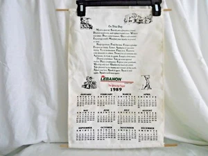 Collectible Vintage Agriculture Lebanon AgriCorp 1989 Promotional Linen Calendar - Foto 1 di 11