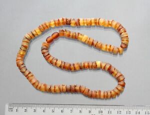 Baltic AMBER NECKLACE Men, Tube Barrel Button Raw Beads Necklace 50cm 21g