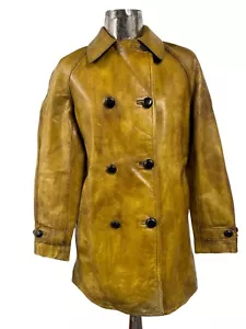 Belstaff Black Prince Leather Jacket Coat Size M 12 Womens Mustard Officer IT44 - Picture 1 of 24