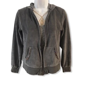 Girls Hoodie Size 14/16 Total Girl Gray Velour Zip-Up Sweatshirt Large - Picture 1 of 10