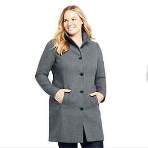 Lands End Plus Size Fit and Flare Long Wool Coat Size 22W