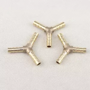 3Pcs Y-3 Way 1/4" Brass Hose Barb Fitting Pipe Tubing Splicer Fuel Water Gas Air - Picture 1 of 5