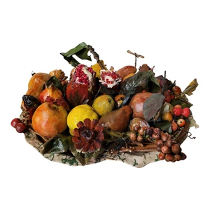 Vassoio di frutta - Composizione in cartapesta e cera policrome, Italia - Foto 1 di 6