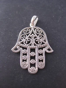 Vintage Sterling Silver Hand of Hamsa Charm Pendant - Bild 1 von 4
