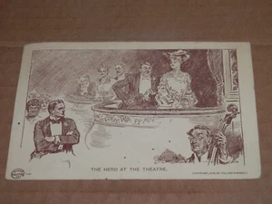 EL HÉROE EN EL TEATRO - POSTAL HUMORÍSTICA USADA DE 1910 - A Dumbauld Ft. Recuperación - Imagen 1 de 2