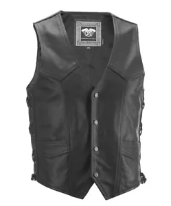 HIGHWAY 21 - 6 Shooter Leather Motorcycle Vest, Black, X-Large - Picture 1 of 8