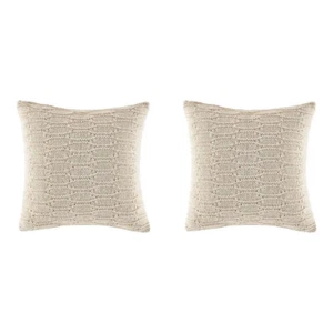 2x Kas Australia Roche Filled Cushion/Pillow Home Decor Square 50x50cm Natural - Picture 1 of 5