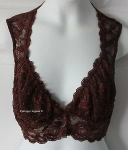NWT FREE PEOPLE OB415171 "Evangelina" Wireless Lace Bralette, Crop Bra, Brown, S - Picture 1 of 6
