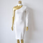 White Dazzling Off-The-Shoulder High Slit Slinky Midi Dress Sexy Skirt Bodycon