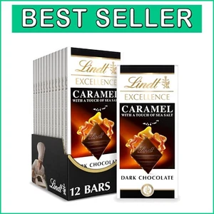 Gourmet Sea Salt Caramel Dark Chocolate Bars - 3.5 oz Each, 12 Pack for Sharing - Picture 1 of 11