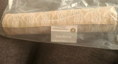 Lace Burlap Table Runner  8 ft X 12 Inch Way To Celebrate Brand New - Image 1 of 2