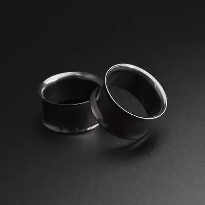 Schwarzer PVD Double Flare Tunnel | 316L PVD beschichtete Ohrmessgeräte  - Bild 1 von 4