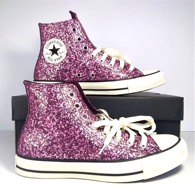 Converse CTAS Hi Glitter Bomb Talla 11 Orquídea Púrpura Abismo Garceta Negro NUEVO Foto 1 de 4