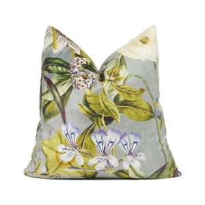 Clarke and Clarke - Passiflora - Slate / Amethyst - Velvet Floral Cushion Cover - Picture 1 of 3