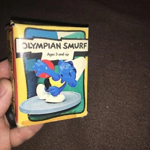 Smurfs Discus Thrower Smurf 6710 Vintage Figure Olympics PVC Toy Figurine Peyo - Picture 1 of 9