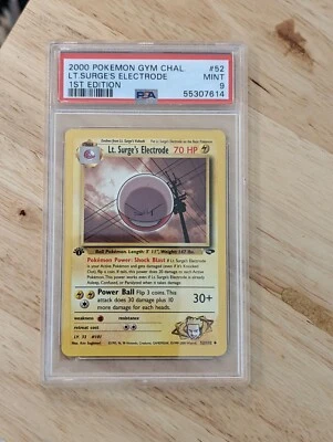 2000 Pokemon Gym Challenge 1st Edition Lt. Surge's Electrode 52/132 PSA 9 Mint - Image 1 of 3