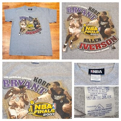 ¡Nuevo! Camiseta De Colección 2001 Finales NBA Kobe Bryant Allen Iverson Gráfica Juvenil XL Foto 1 de 4