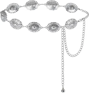 Metal Western Country Chain Belts for Women Cowgirl Western Style Adjustable Con - Picture 1 of 12