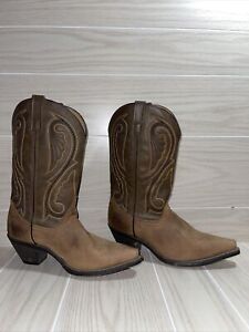 Laredo Ladies Brown Embroidered Cowgirl Boots 5732 Womens Size 10 M Beige Brown