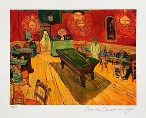 Vincent Van Gogh THE NIGHT CAFE BILLIARD REC ROOM Estate Signed Giclee Art 11x14 - Picture 1 of 4