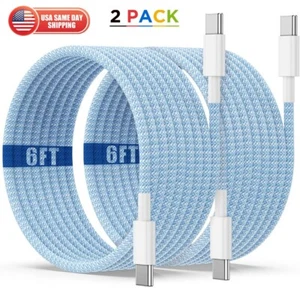 2x 6ft For iPhone 16 15 Pro Max USB-C to Type C Cable Fast Charger Charging Cord - Picture 1 of 7