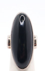 Grande bague minimaliste noire en argent sterling onyx, taille 5