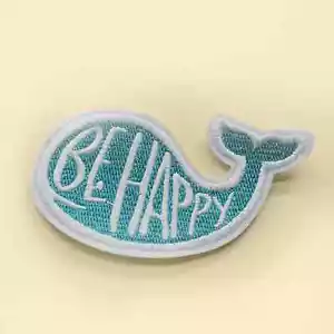 Iron-On Be Happy Whale/Whale Lover Gift/Be Happy/Ocean Patch/Ocean Lover Gift - Picture 1 of 2