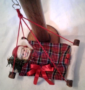 Vintage Santa in a Hammock Christmas Ornament - Picture 1 of 9