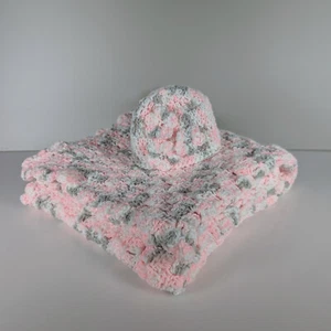 NEW Handmade Crochet BEANIE and BABY BLANKET 36" x 36" - Picture 1 of 6