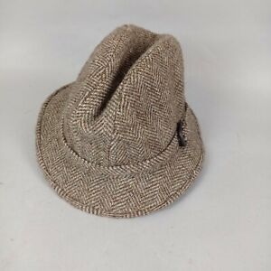 Vintage Dunn & Co Tweed Trilby Hat 6 7/8 56 cm Herringbone Wool Country Hunting