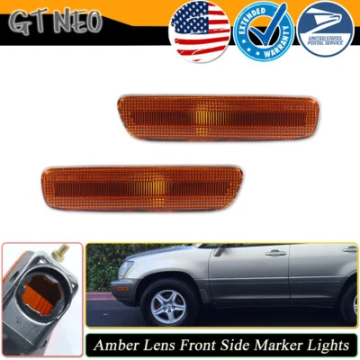 2PCS Amber Lens Front Fender Side Marker Signal Lights For 1999-2003 Lexus RX300 - Image 1 of 4