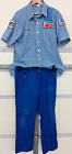 Vintage Pepsi Uniform Zapinana na guziki koszula w paski z niebieskimi spodniami