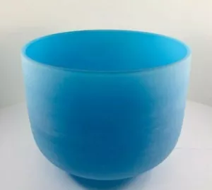 Tazón de canto de cristal de color azul G Note chakra garganta tazón de 10 pulgadas con junta tórica mazo - Imagen 1 de 3