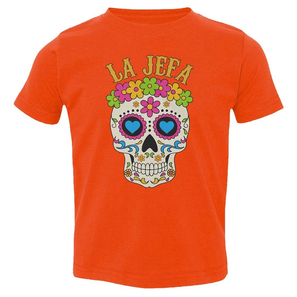 Camiseta infantil La Jefa Sugar Skull - Dia De Los Muertos Day of Dead - Imagem 1 de 1