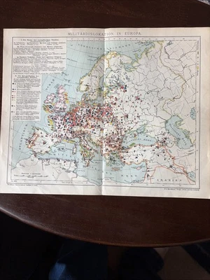 1902 EUROPE CONTINENT Vintage Geographical Map Color 11.5 x 9.5" ORIGINAL C12-7 - Image 1 of 3