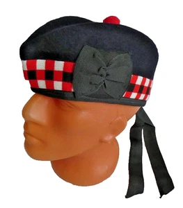 Gorra escocesa Glengarry Highland azul oscuro pura lana gorro cortado en cubitos 60 cm L-XL - Imagen 1 de 16