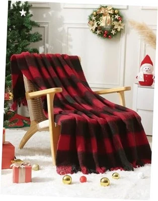  Manta a Cuadros Búfalo Navidad, Tiro a Cuadros Negro y Rojo 50"x60" Rojo y Negro Foto 1 de 4