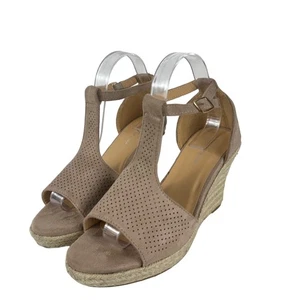 Forever 9 Taupe Judith-36 Open Toe T Strap Ankle Strap Espadrille Wedge Sandals - Picture 1 of 18