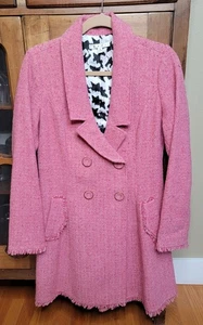 Cabi Madison Ave Womens Pink Tweed Coat Wool Blend Double Breasted Size 6 - Picture 1 of 9
