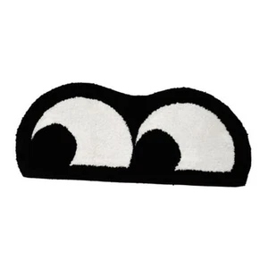Black White Rug Funny Squint Eye Bedroom Bedside Rugs Carpet Non-Slip Long - Picture 1 of 7