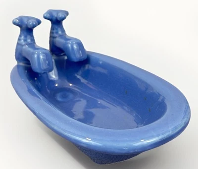 Jabonera de cerámica vintage azul para bañera, hecha en Taiwán Foto 1 de 4