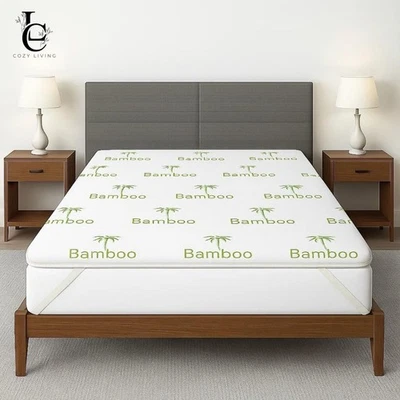 40D Bamboo Memory Foam Mattress Topper 2.5cm Thick - Anti Slip with Zipped Cover - Image 1 of 4