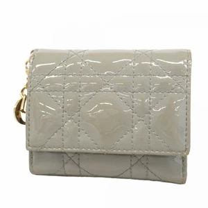 Christian Dior Cartera Triple Pliegue Cannage Dama Esmalte Gris Champagne... GZl1acar - Imagen 1 de 17