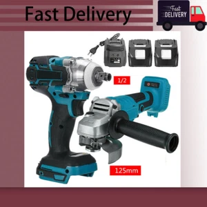 FIT Makita 125mm Angle Grinder + Impact Wrench Cordless Tool Combo Kit Brushless - Picture 1 of 10